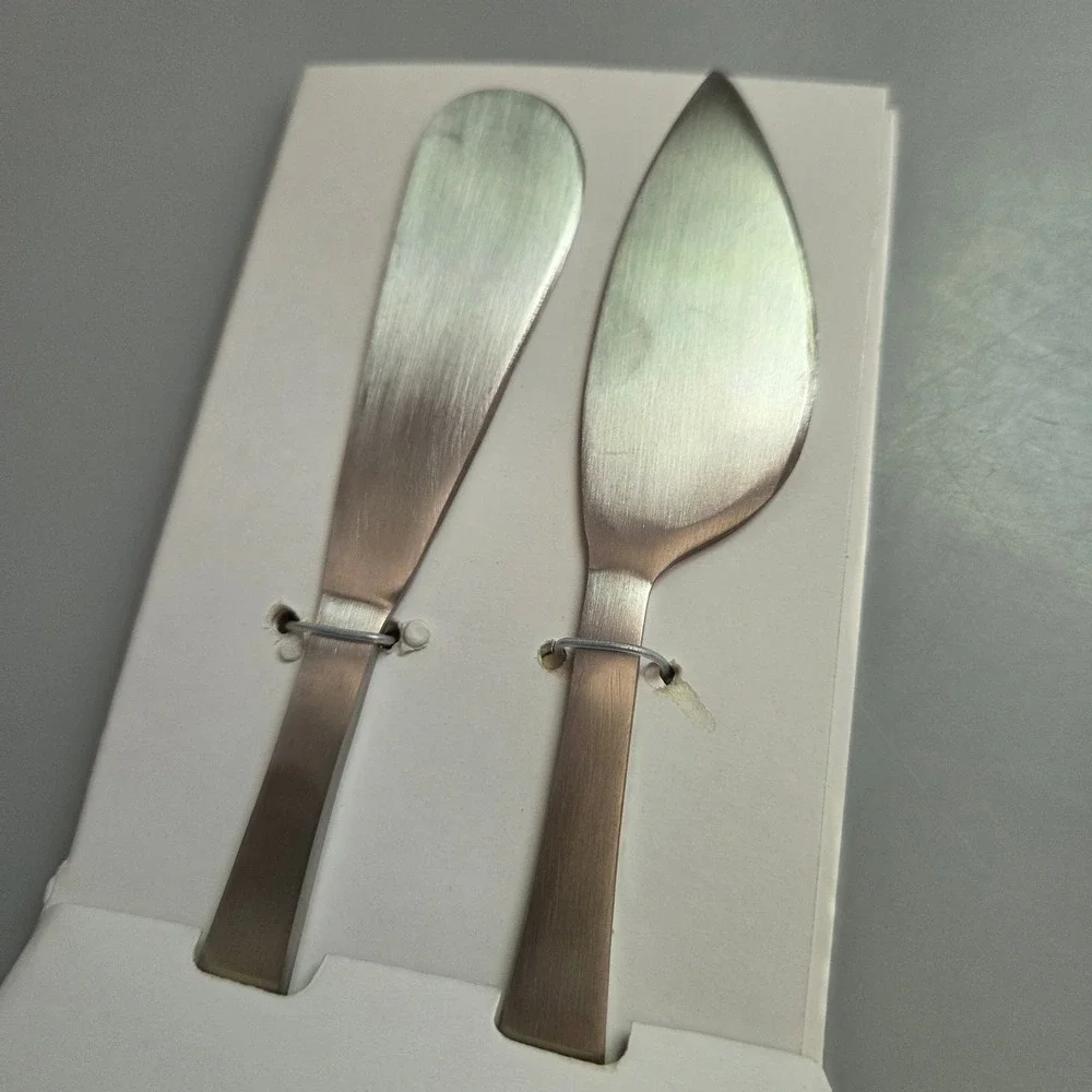 Threshold 2 Piece Stainless Steel Cheese Knife Set Spreader Brushed Silver‎ New